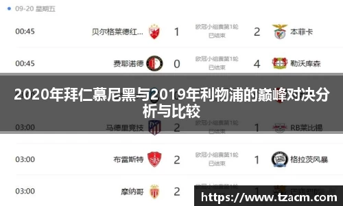 EBET易博2020年拜仁慕尼黑与2019年利物浦的巅峰对决分析与比较